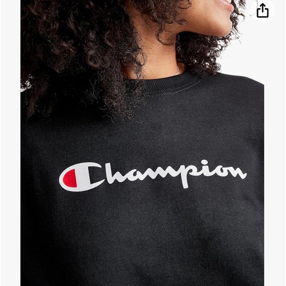 Champion women’s sweatshirt black crew neck powerblend Small NWT